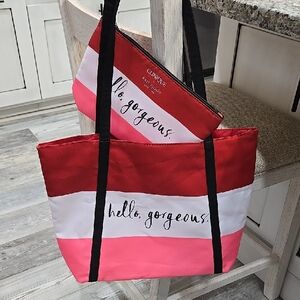 Kate Spade, Clinique,  Red and Pink Tote Bag Set